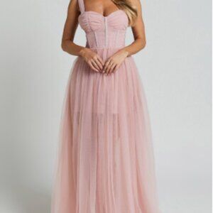 Emmary - Bustier Bodice Tulle Dress in Pink